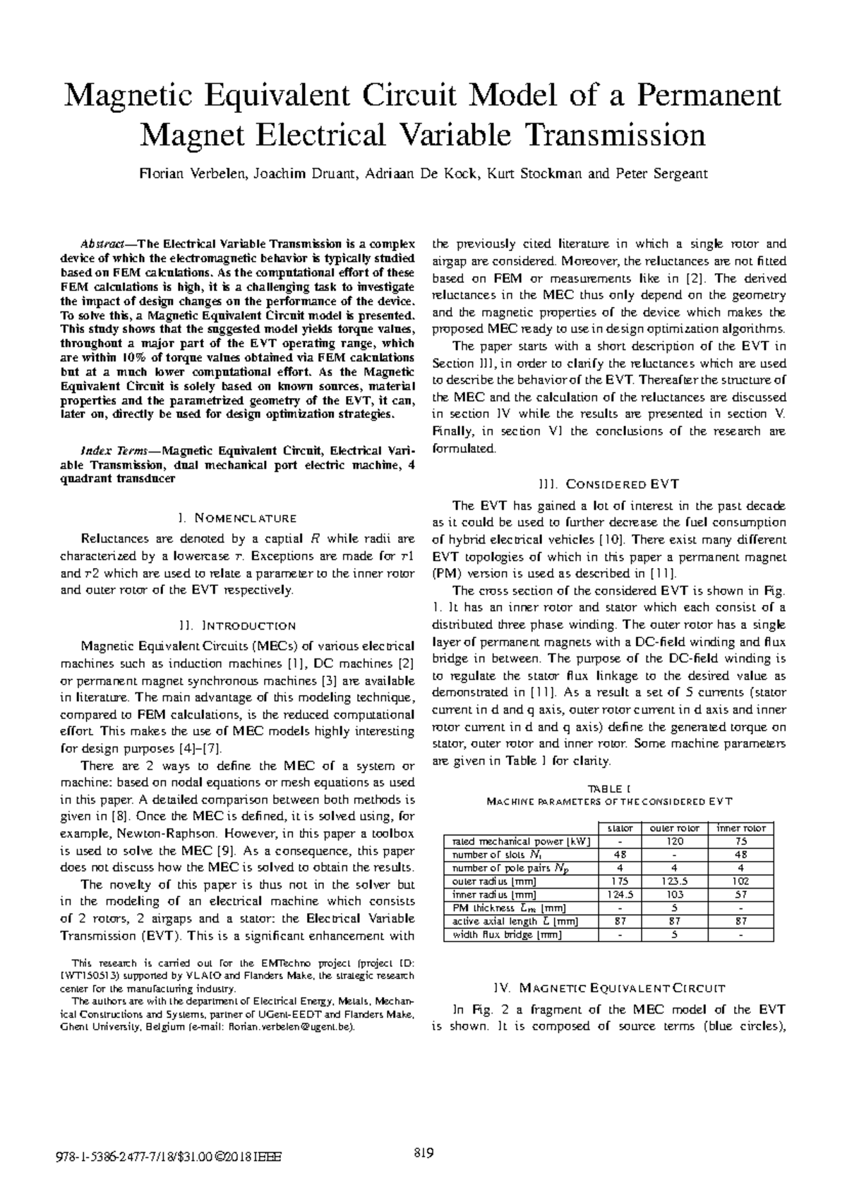 Magnetic Equivalent Circuit Model for Permanent Magnet EVT Analysis ...