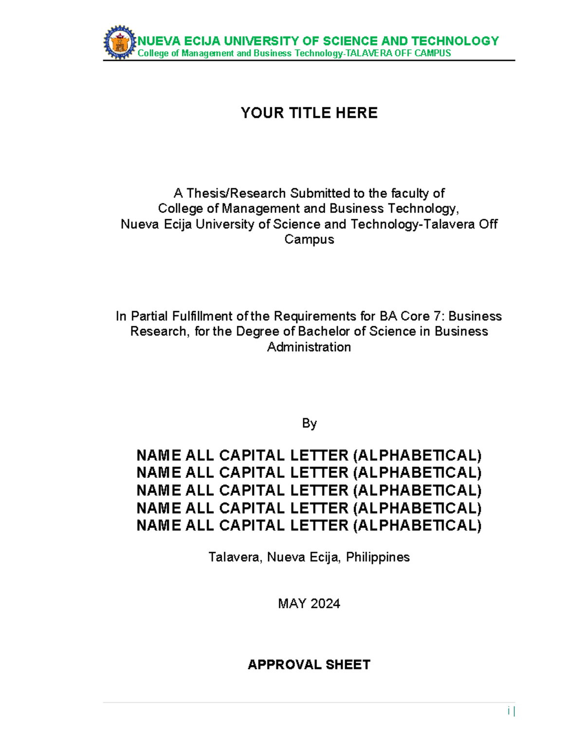 BA Core 7: Business Research Thesis Format 2024 - Studocu