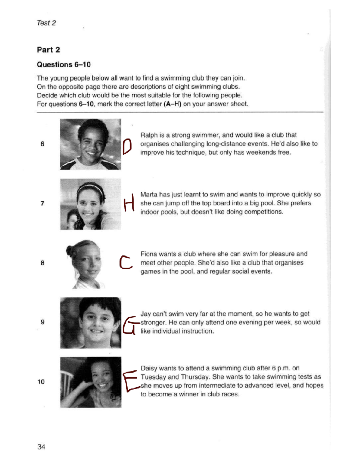 Reading 2 - Test 2 Part 2 & 4 Questions on Swimming Clubs and Cycling ...