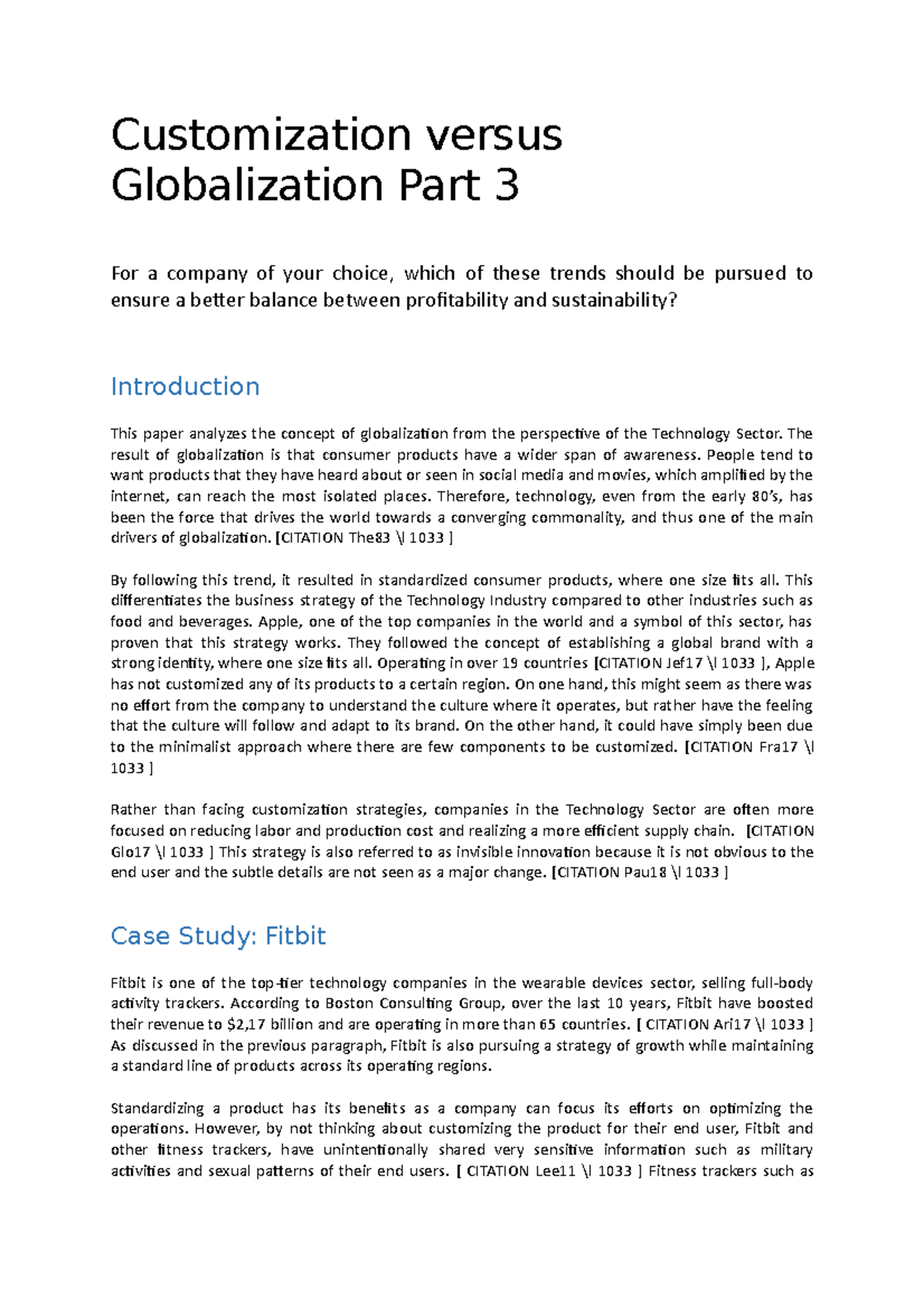 Customization vs Globalization in Tech: A Case Study on Fitbit P3 ...