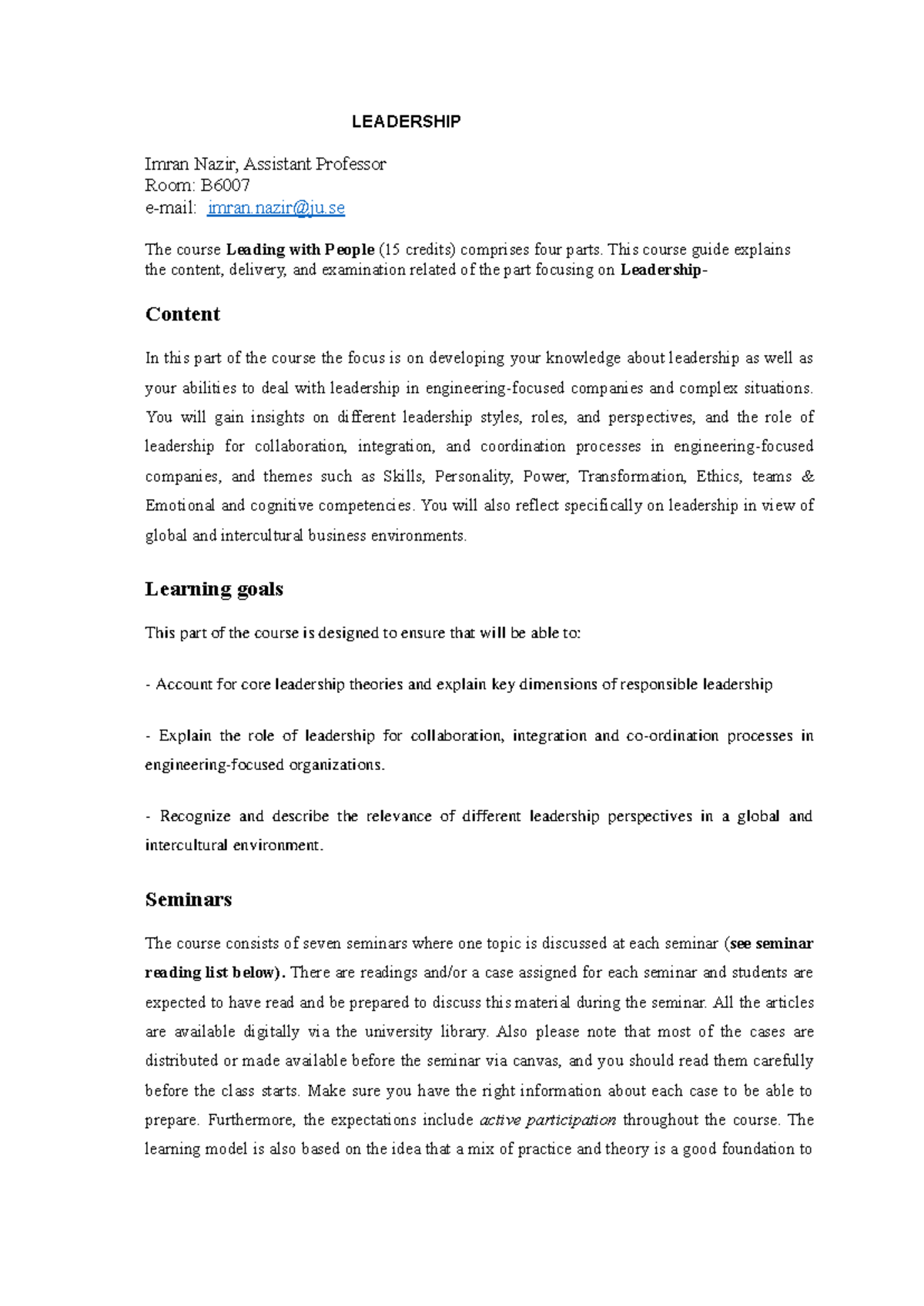 LEAD 101: Leadership Study Guide and Course Information Overview - Studocu