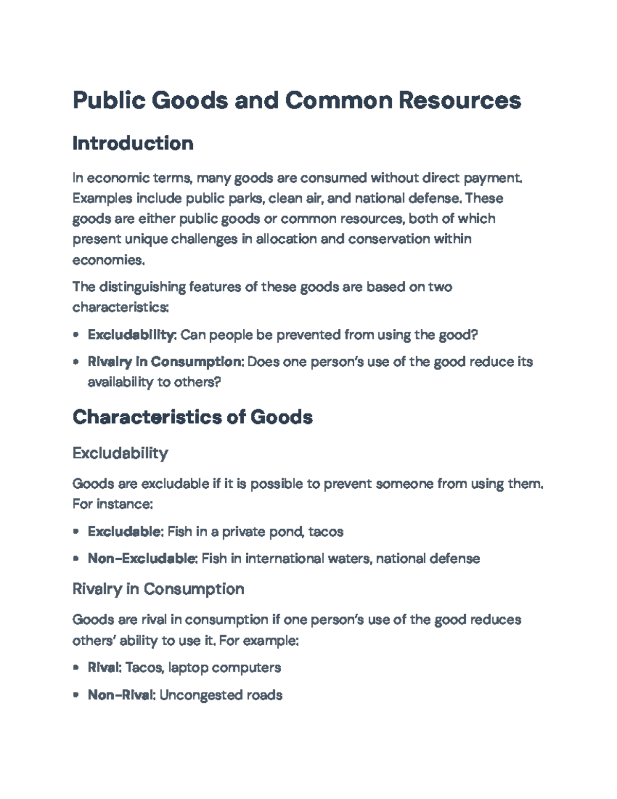 Public Goods and Common Resources: Understanding Economic Challenges ...
