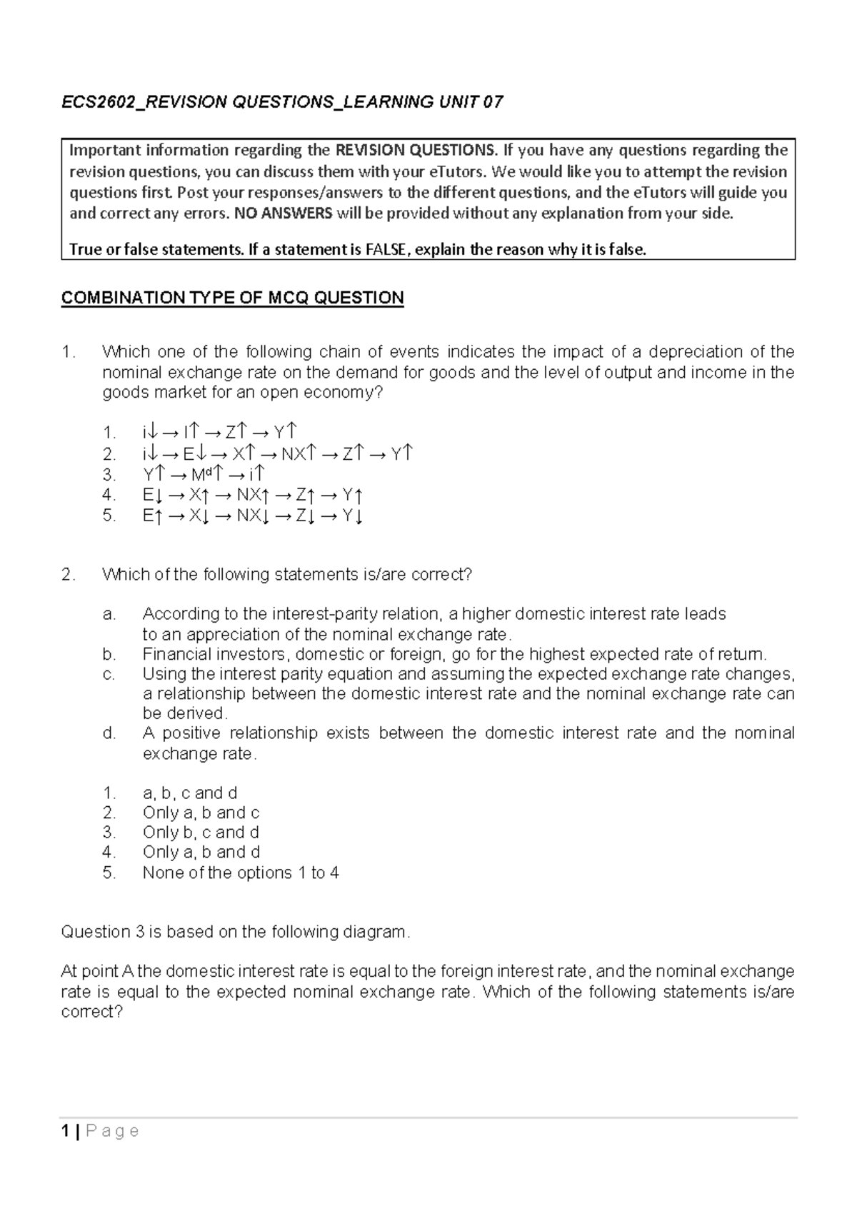 Revision Questions for Learning Unit 07 - ECS2602 - Studocu