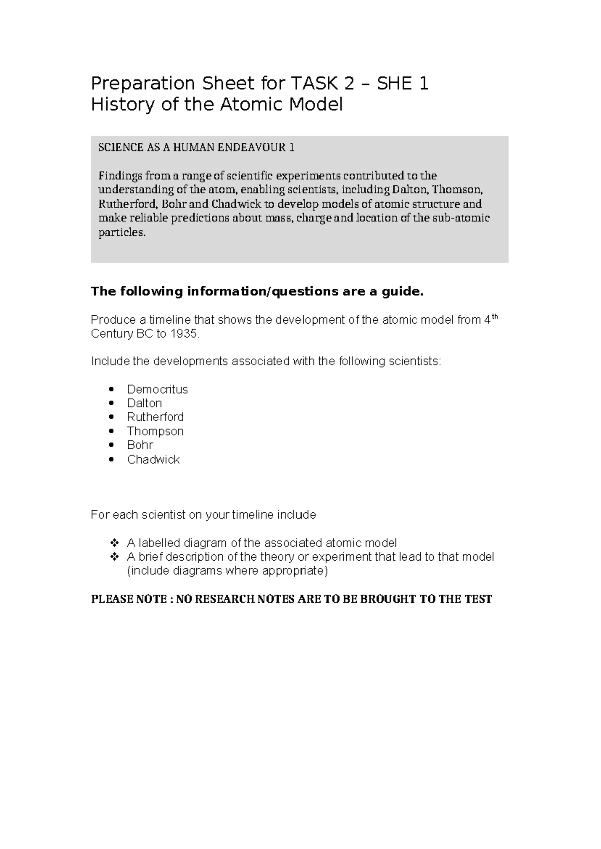 Preparation Sheet TASK 5 - SHE 3 - SHE 3 Preparation Sheet Chemical ...