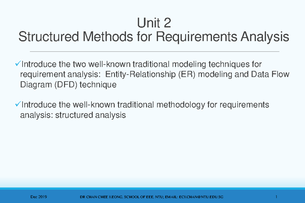 Part 1 - Unit 2: ER Modeling & DFD Techniques for Requirements Analysis ...