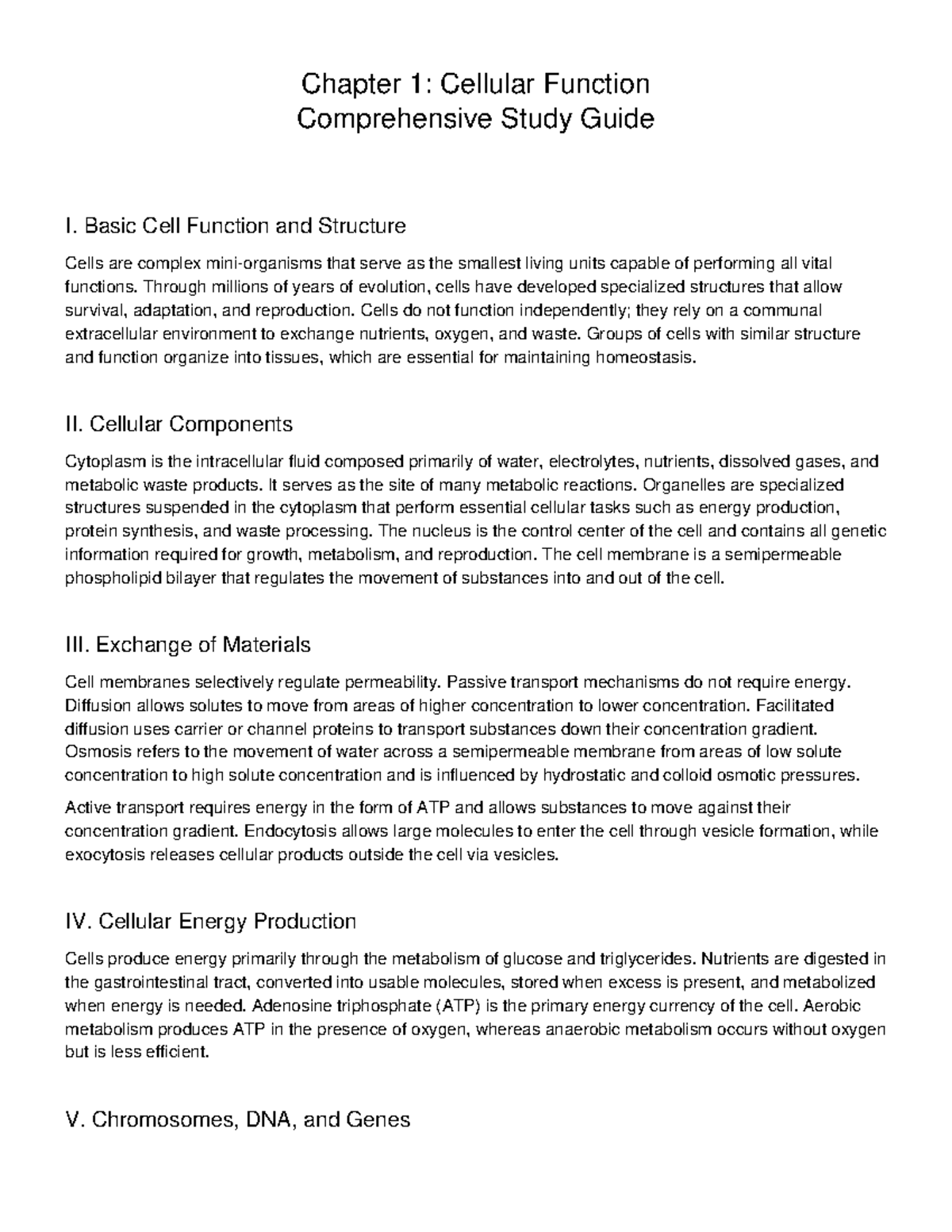 Chapter 1: Cellular Function Full Study Guide - Studocu