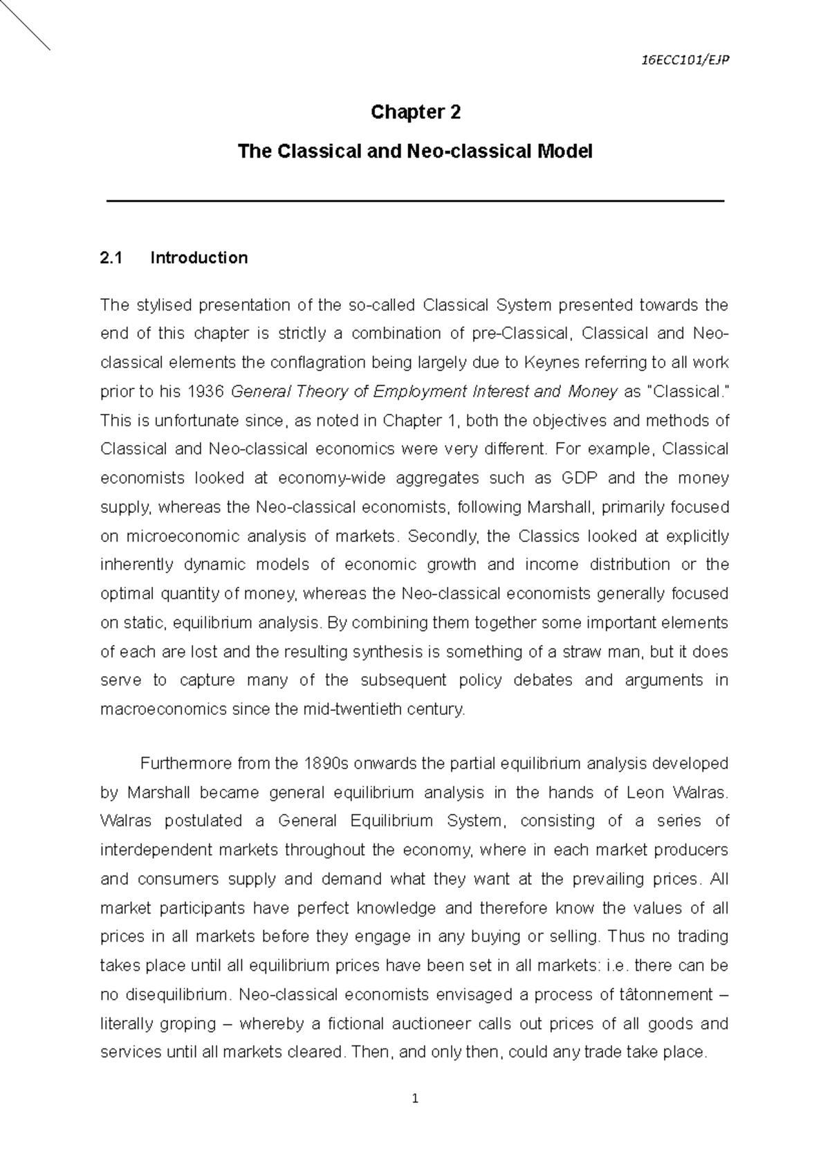 Chapter 2: The Classical System in Economic Theory - Studocu
