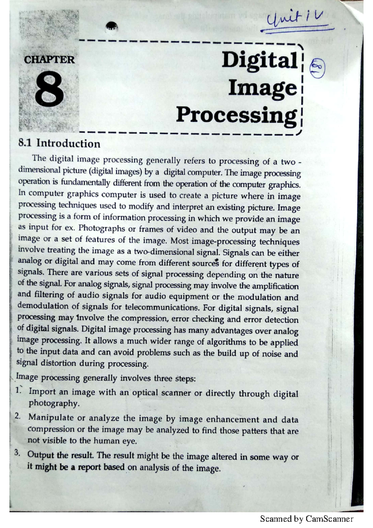 Unit-4-cg - n/a - Unit CHAPTER Digital 8 Image Processing 8 ...