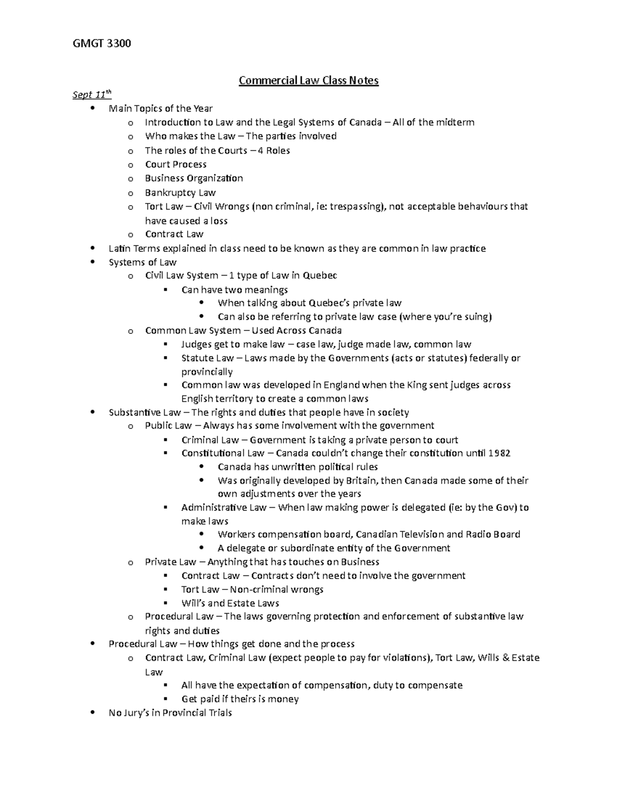 Commercial Law Class Notes (LAW 101) - Key Concepts and Terms - Studocu