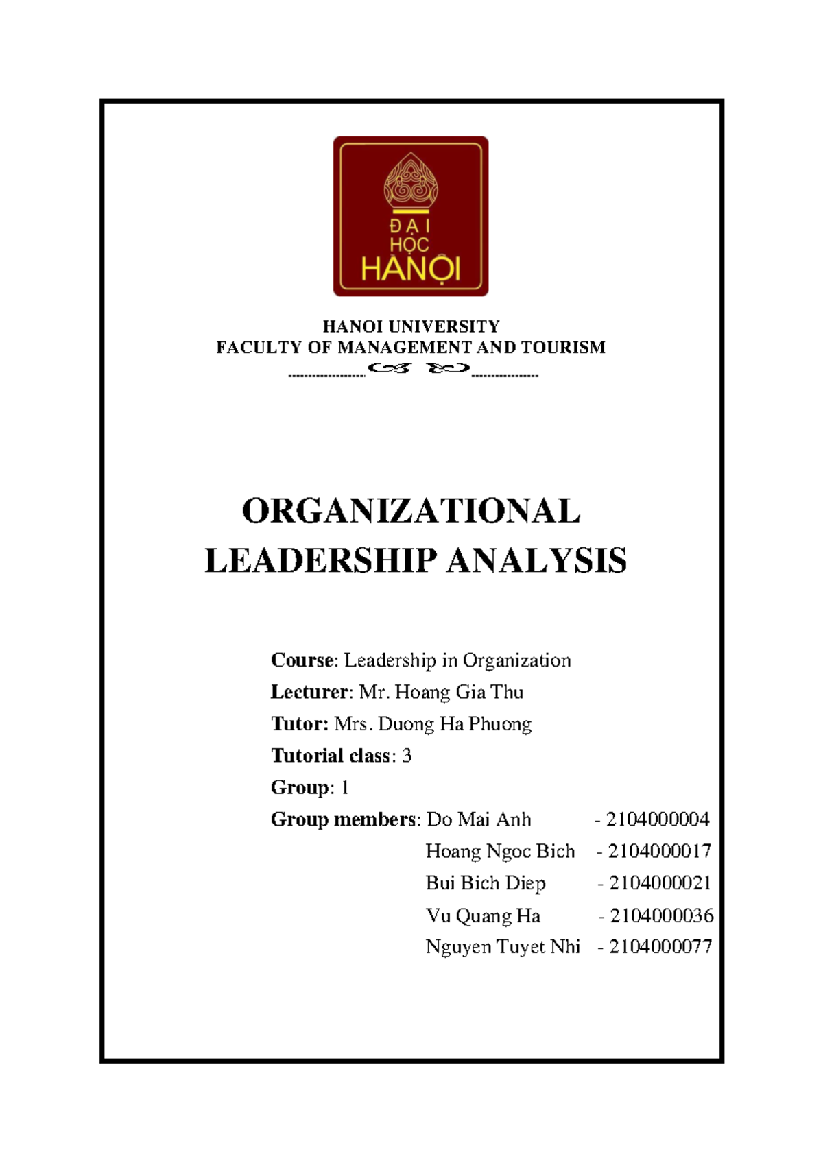 LEO-Report: Organizational Leadership Analysis in Company X - Studocu