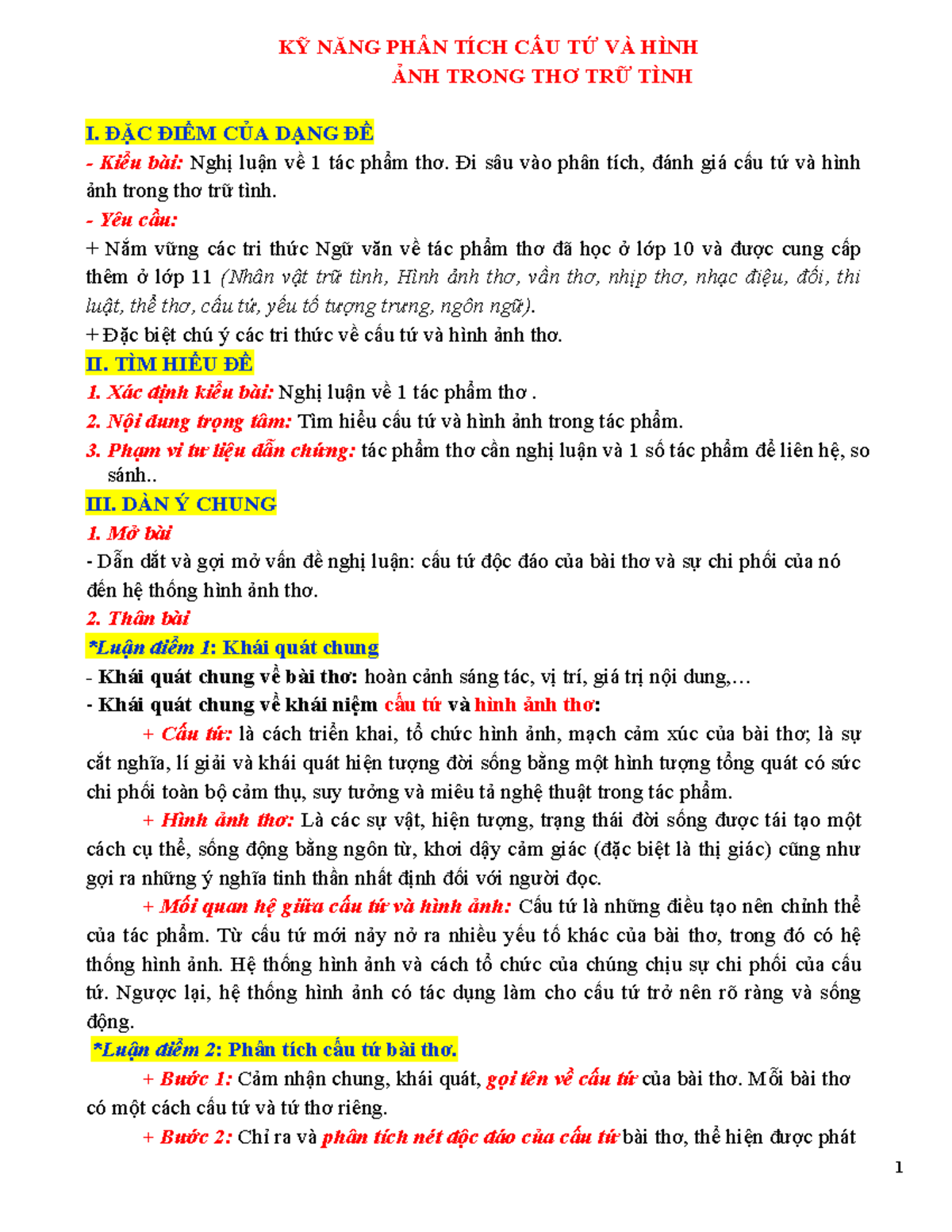 KỸ NĂNG PHÂN TÍCH CẤU TỨ VÀ HÌNH ẢNH TRONG THƠ TRỮ TÌNH: HƯỚNG DẪN CHI ...