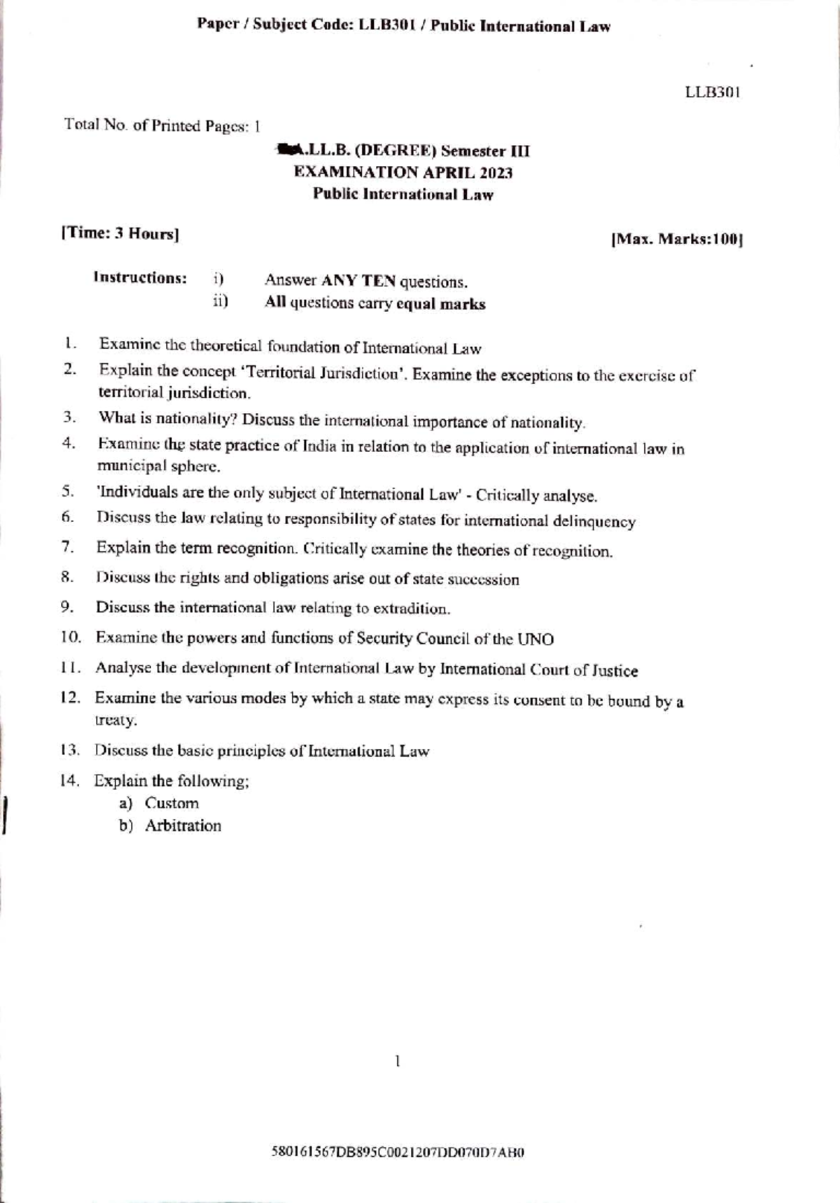 LLB301 Final Exam April 2023: Public International Law Overview - Studocu