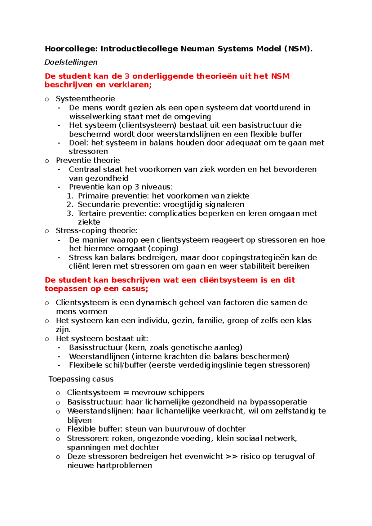 NSM - Introductiecollege Neuman Systems Model: Theorieën en ...