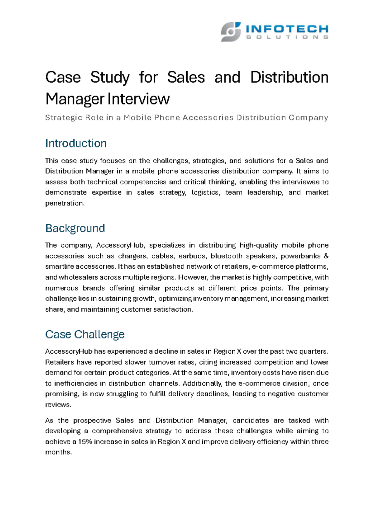 Case Study: Sales & Distribution Manager Interview (Strategic Role ...