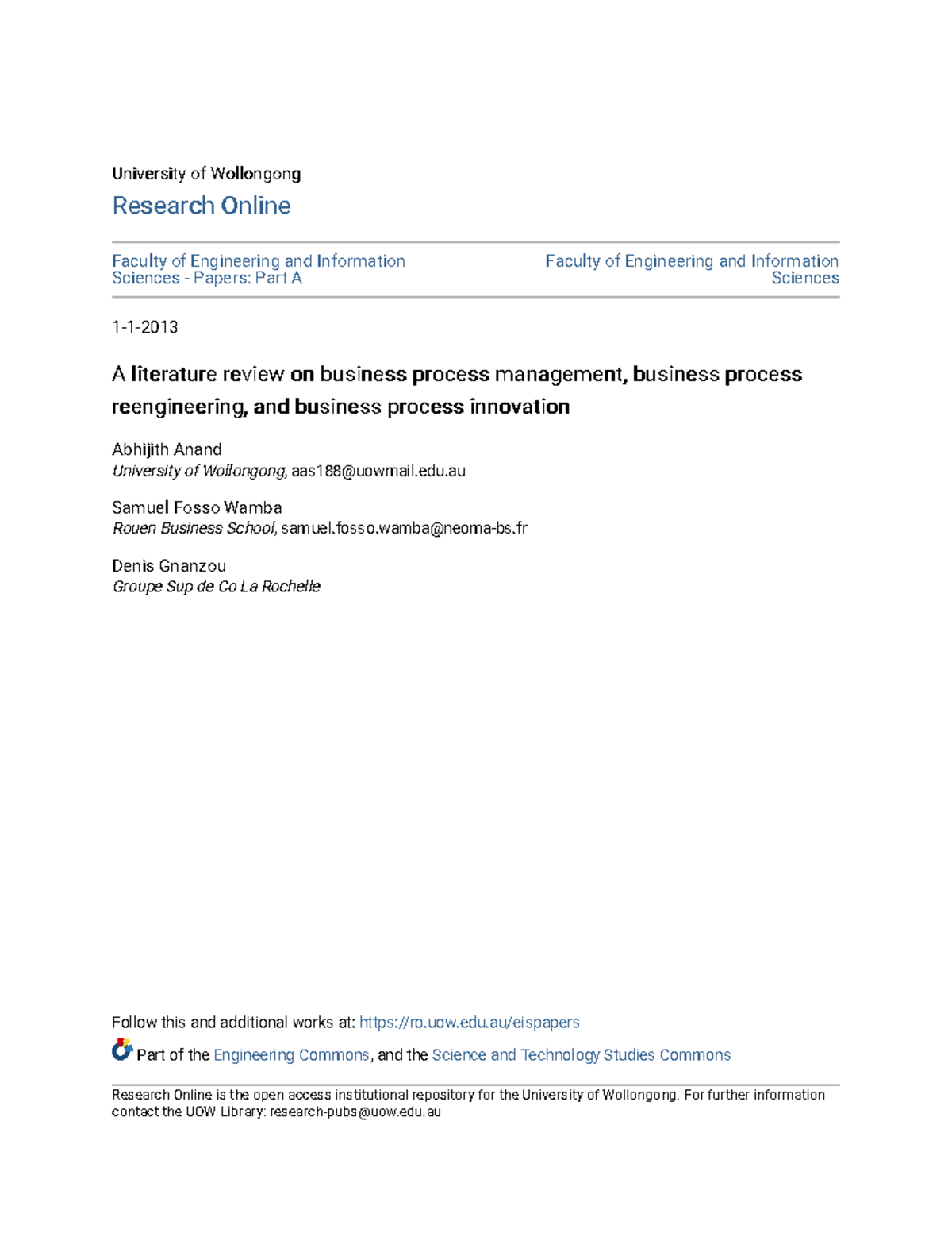 A literature review on business process management business proc ...