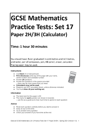 07 Practice Tests Set 16 - Paper 2H-3H.docx 2 - GCSE Mathematics ...