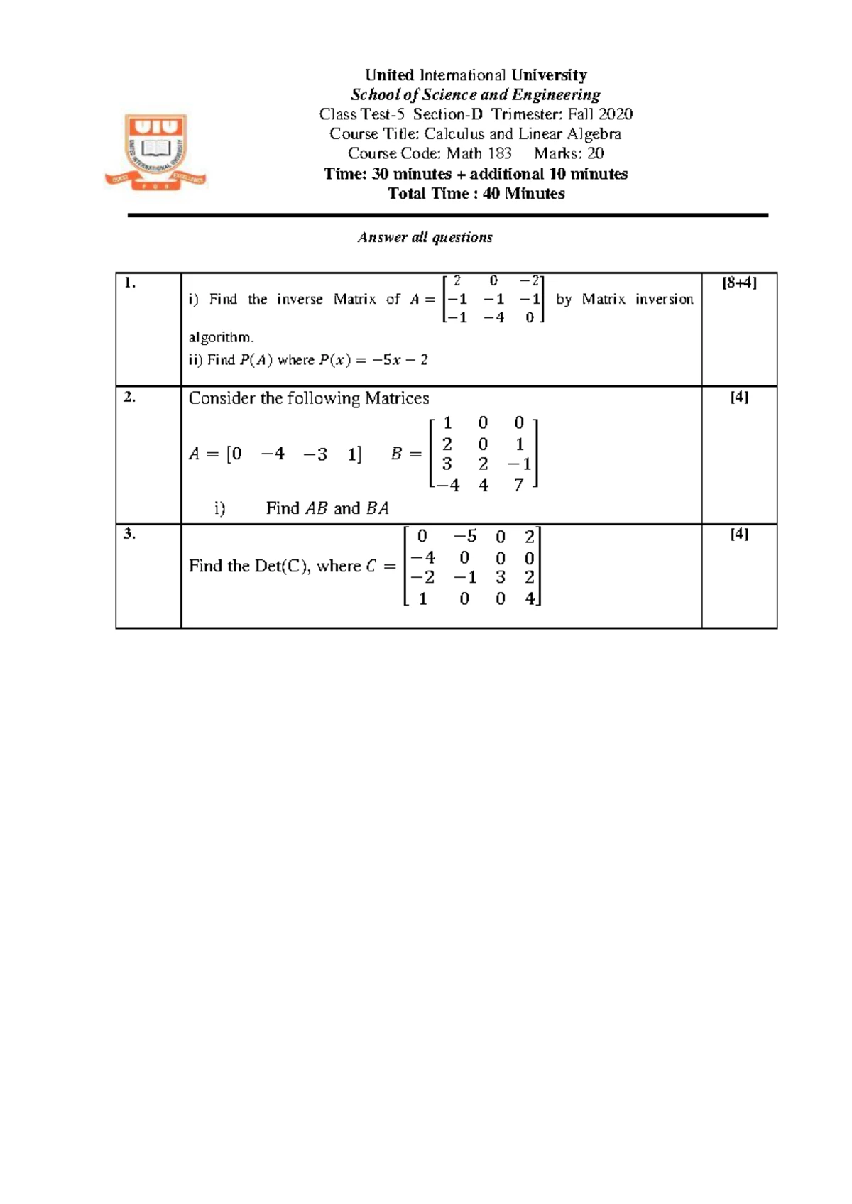 Final Exam Questions for CSE 2213: Discrete Mathematics - Summer 2024 ...