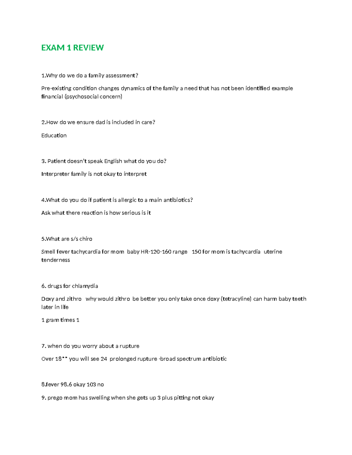 OB 101 Final Exam Review - Key Concepts and Medication Notes - Studocu