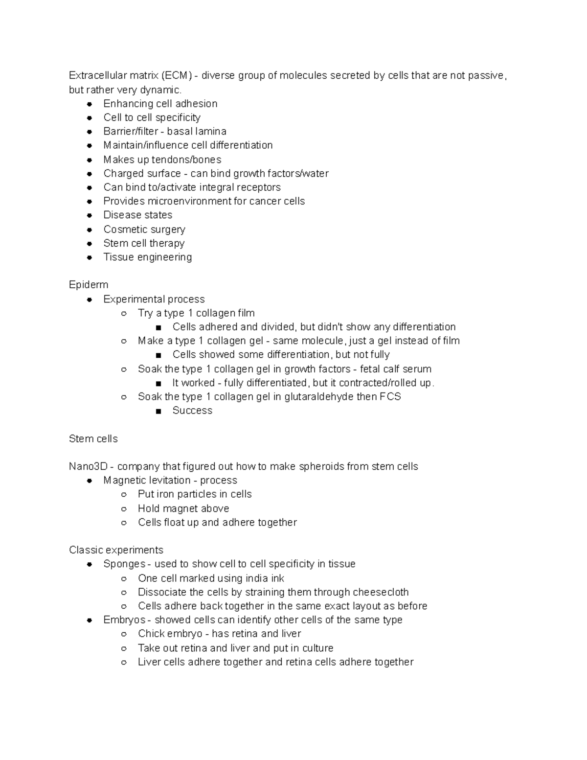 BIOL311 Final Exam Notes on Extracellular Matrix (ECM) Dynamics - Studocu