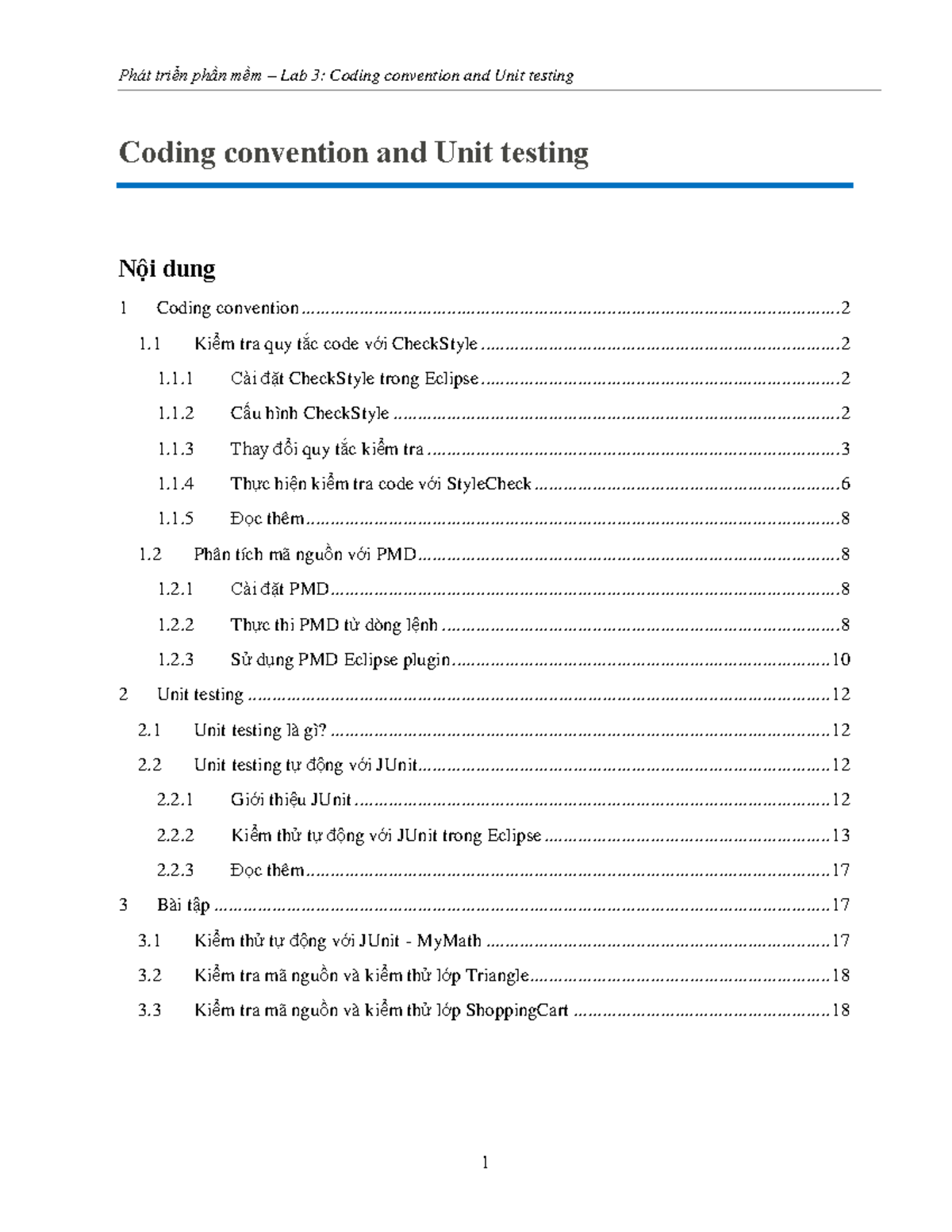 [L03] Code checking and testing reduced - Coding convention and Unit ...