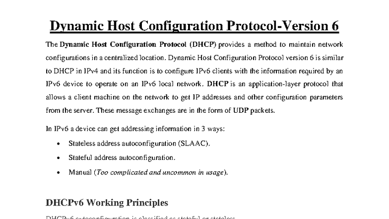 DHCPv6 Overview: Understanding Dynamic Host Configuration Protocol ...