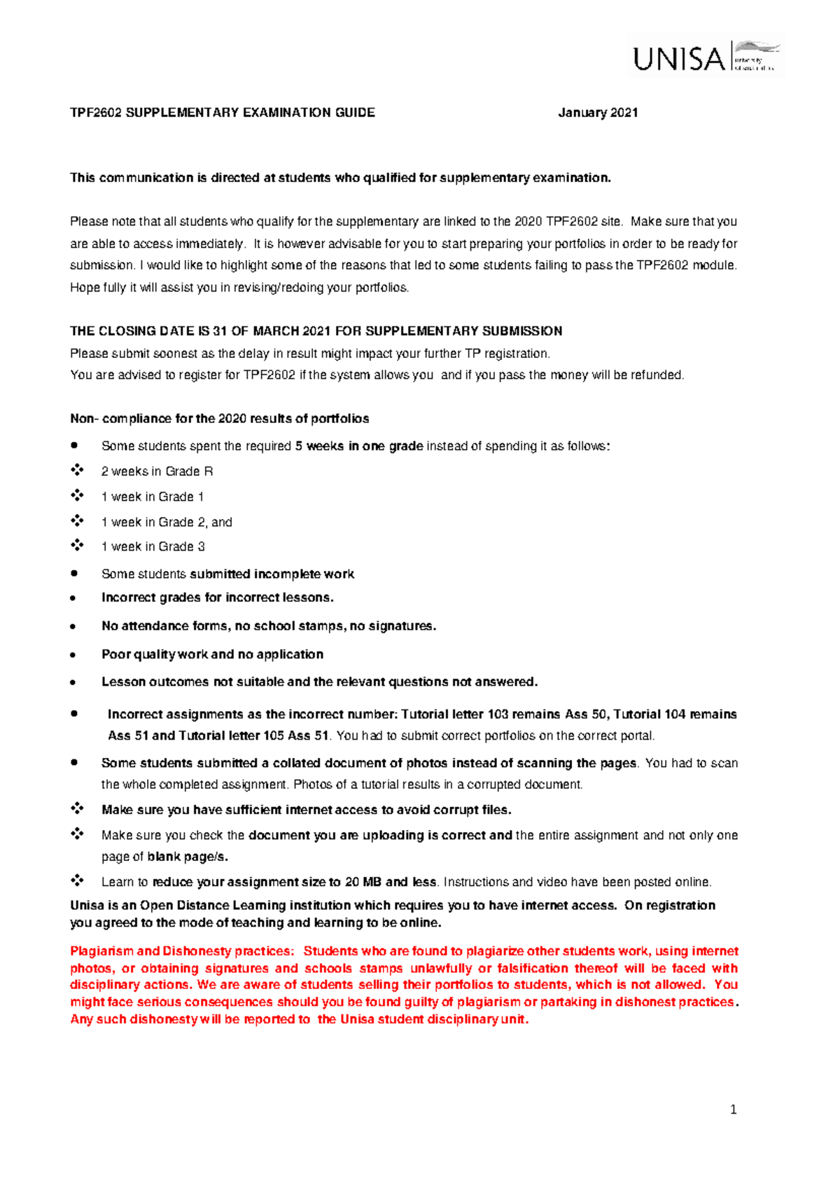 TPF2602 Supplementary Exam Preparation Guide - January 2021 - Studocu