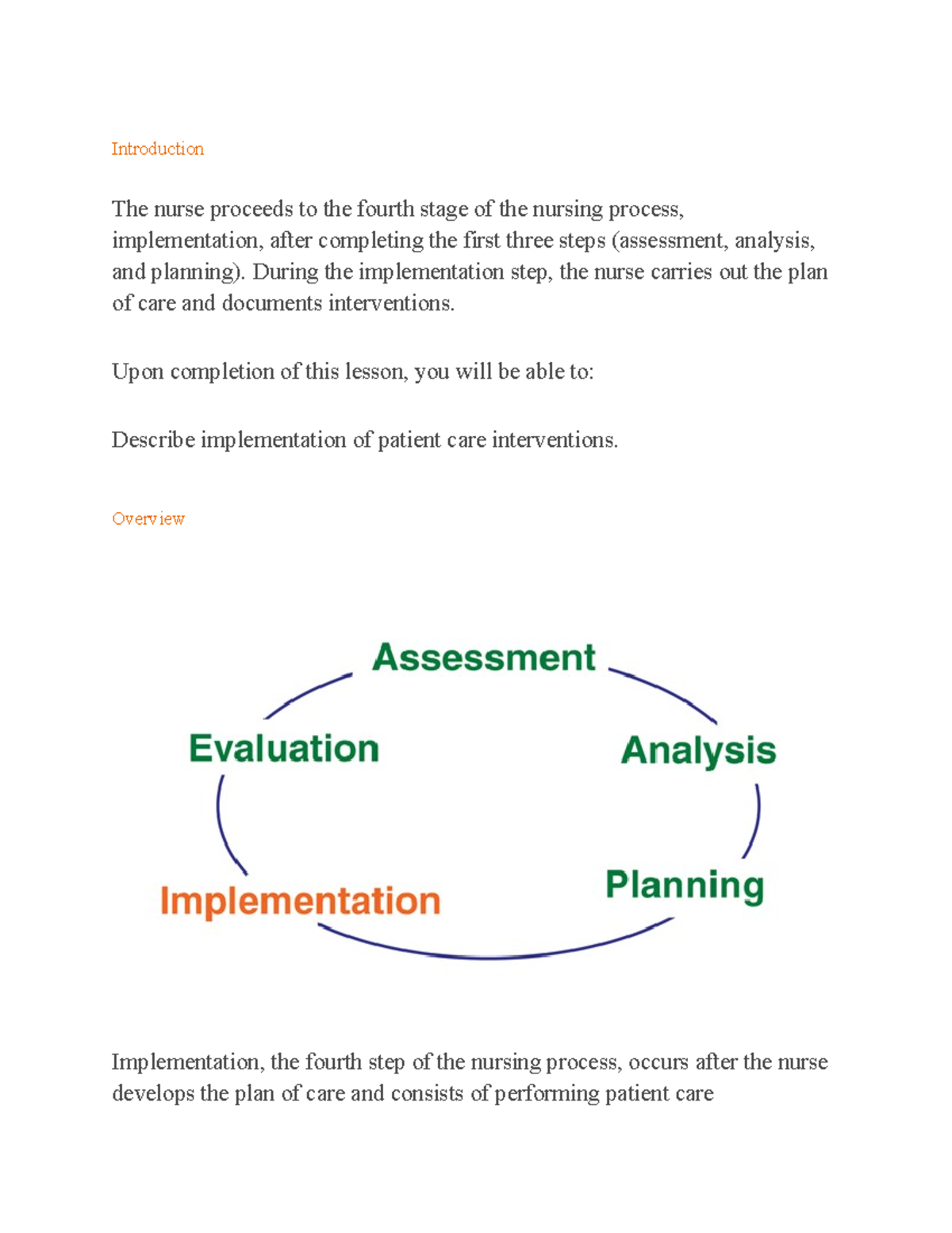NUR 101: Implementation of Patient Care Interventions - Week 2 Notes ...