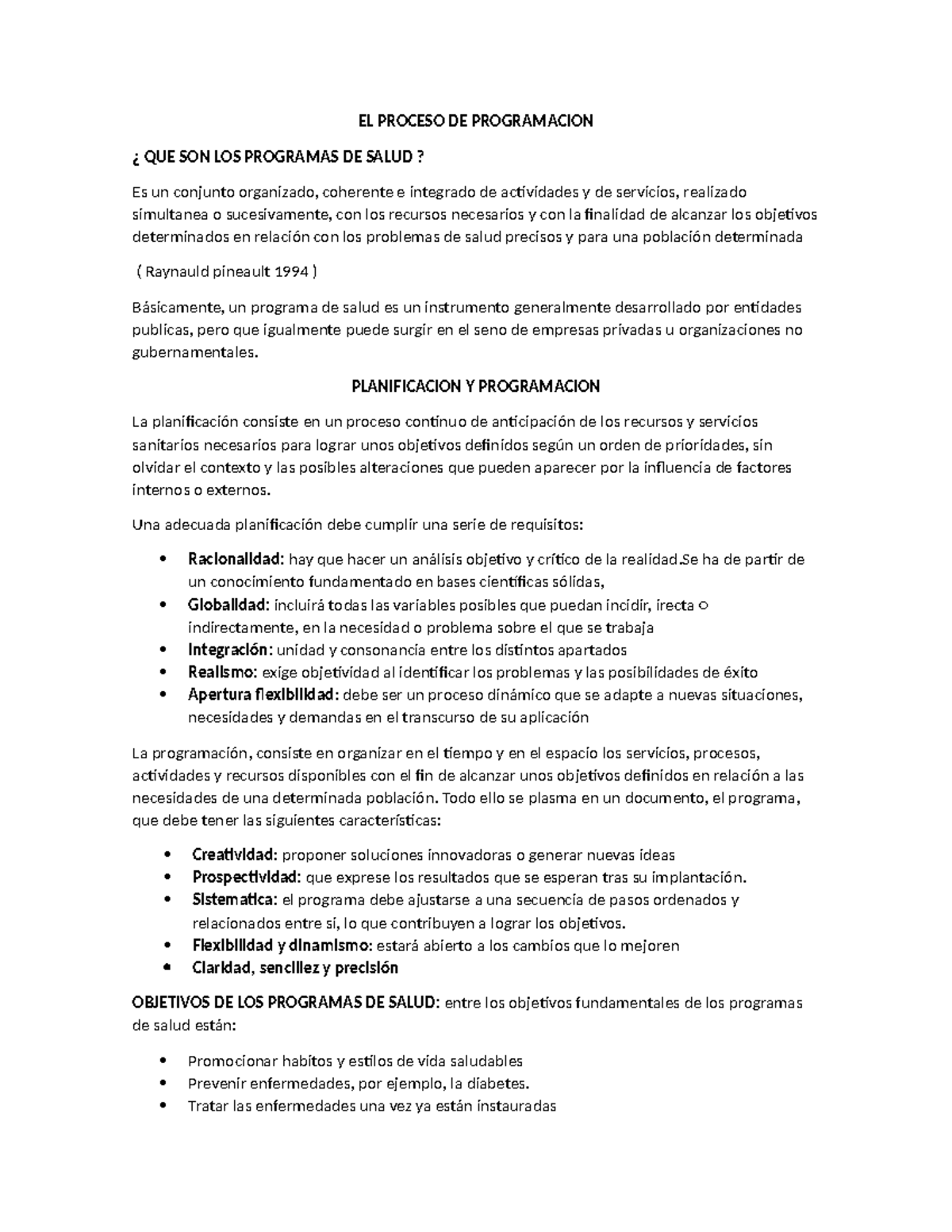 EL PROCESO DE PROGRAMACIÓN EN PROGRAMAS DE SALUD: CLAVES Y OBJETIVOS ...