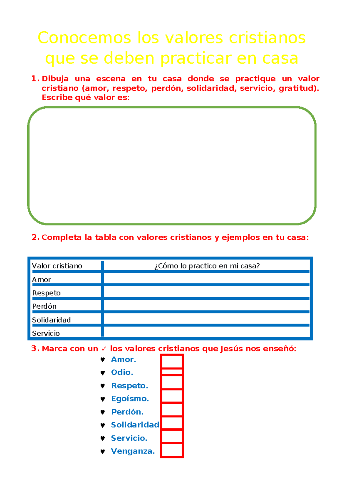 Valores Cristianos en Casa: Actividades y Reflexiones - 30 Ficha ...