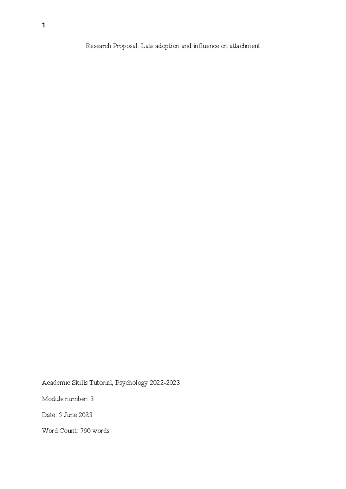 AST Research Proposal: Impact of Late Adoption on Attachment Styles ...