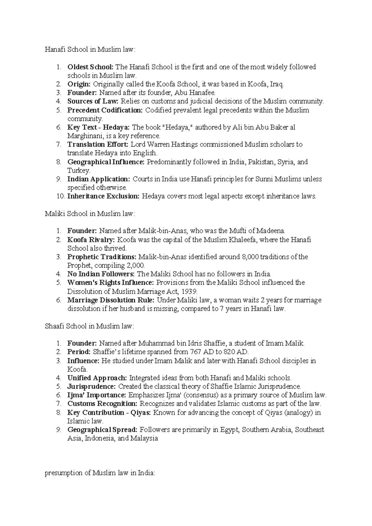 Schools of Muslim Law -swatid - Hanafi School in Muslim law: 1. Oldest ...