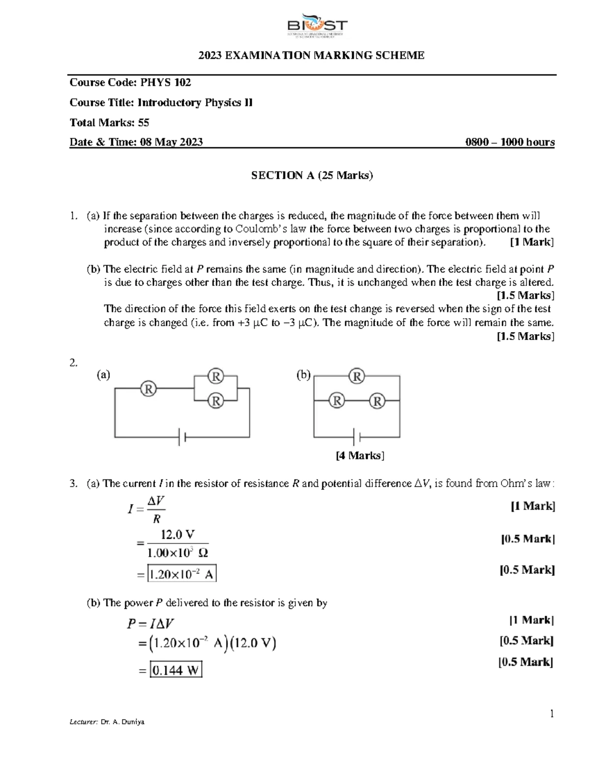2024 PHYS 102 Test 1 - Introductory Physics II Exam Guide - Studocu