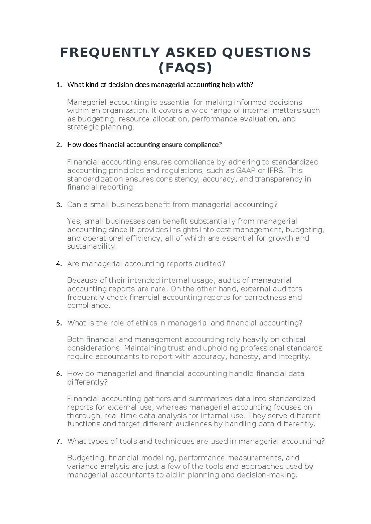 Frequently Asked Questions - FREQUENTLY ASKED QUESTIONS (FAQS) 1. What ...
