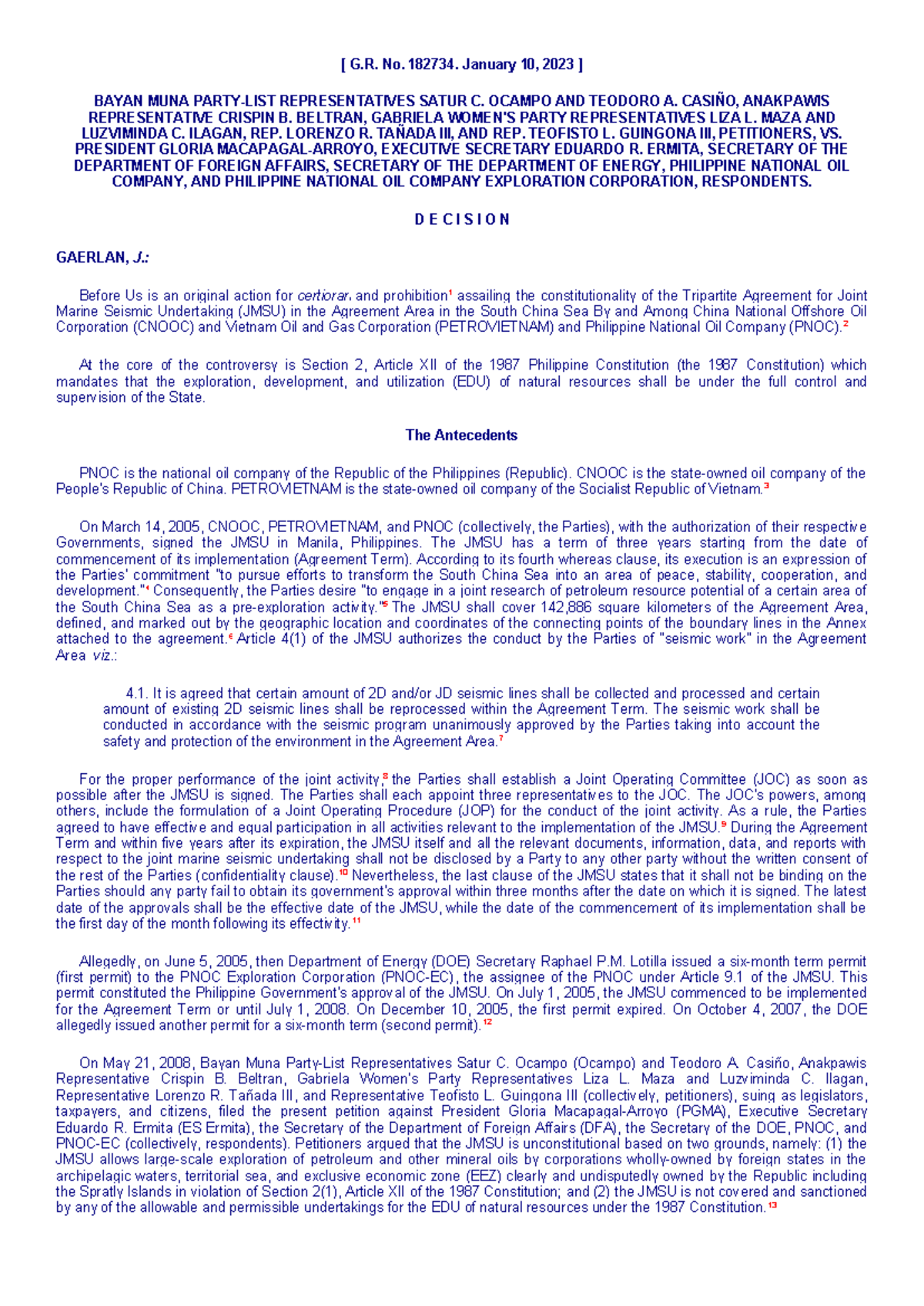 G.R. No. 182734: Decision on the Constitutionality of the JMSU in the ...