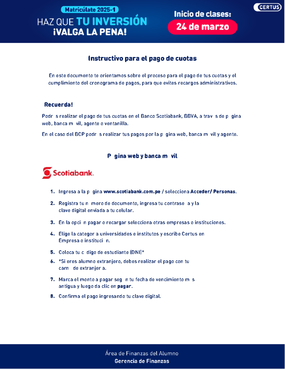 Instructivo de Pago de Cuotas para Estudiantes de Certus - Studocu