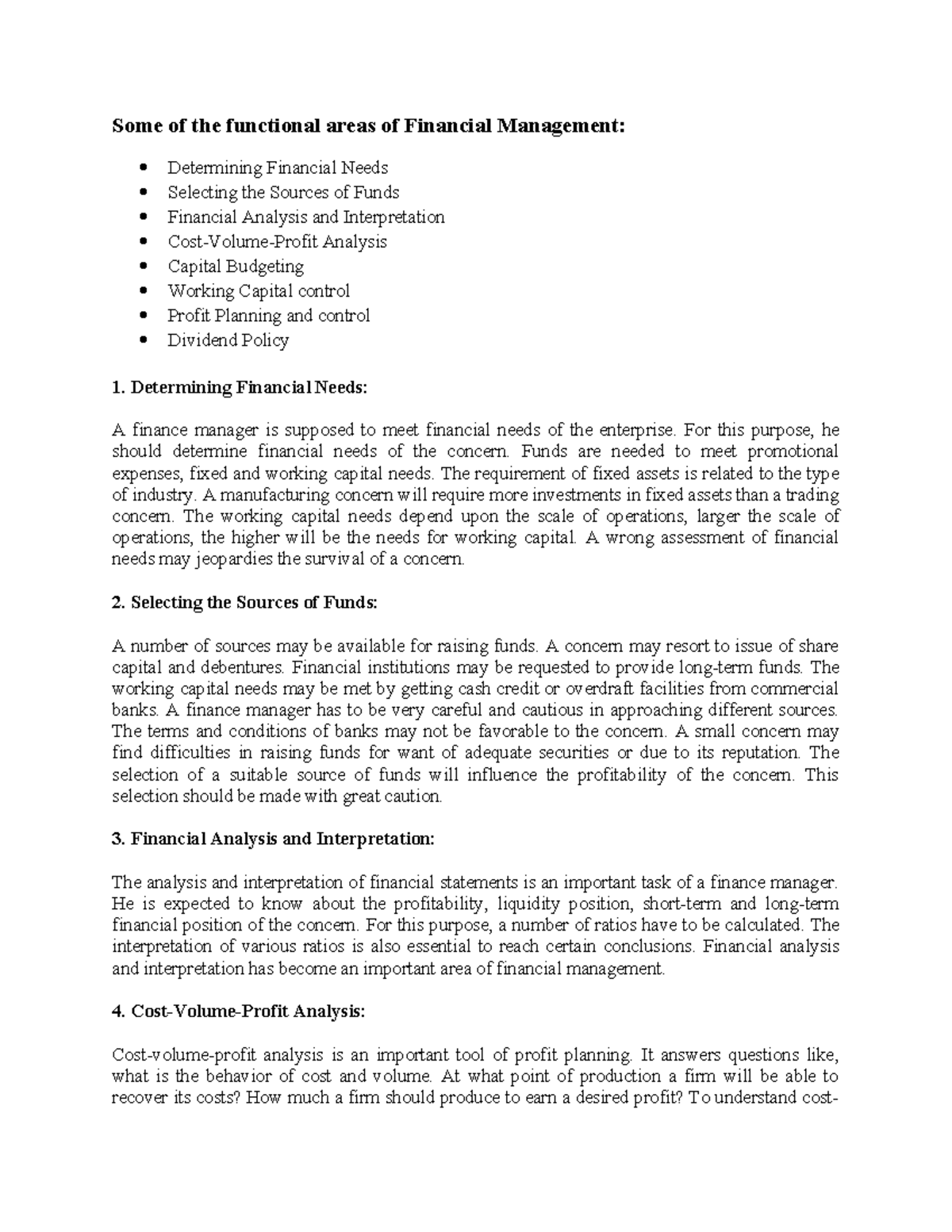 FM Unit 1: Key Functional Areas of Financial Management - Studocu