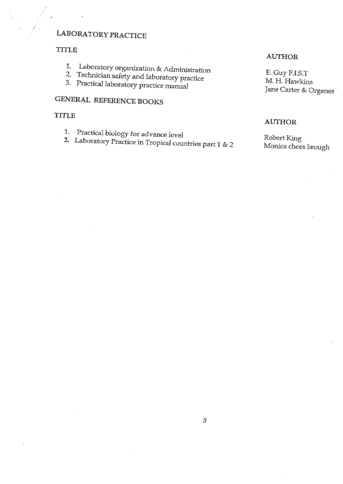 Laboratory Practice - science laboratory technology - LABORATORY ...