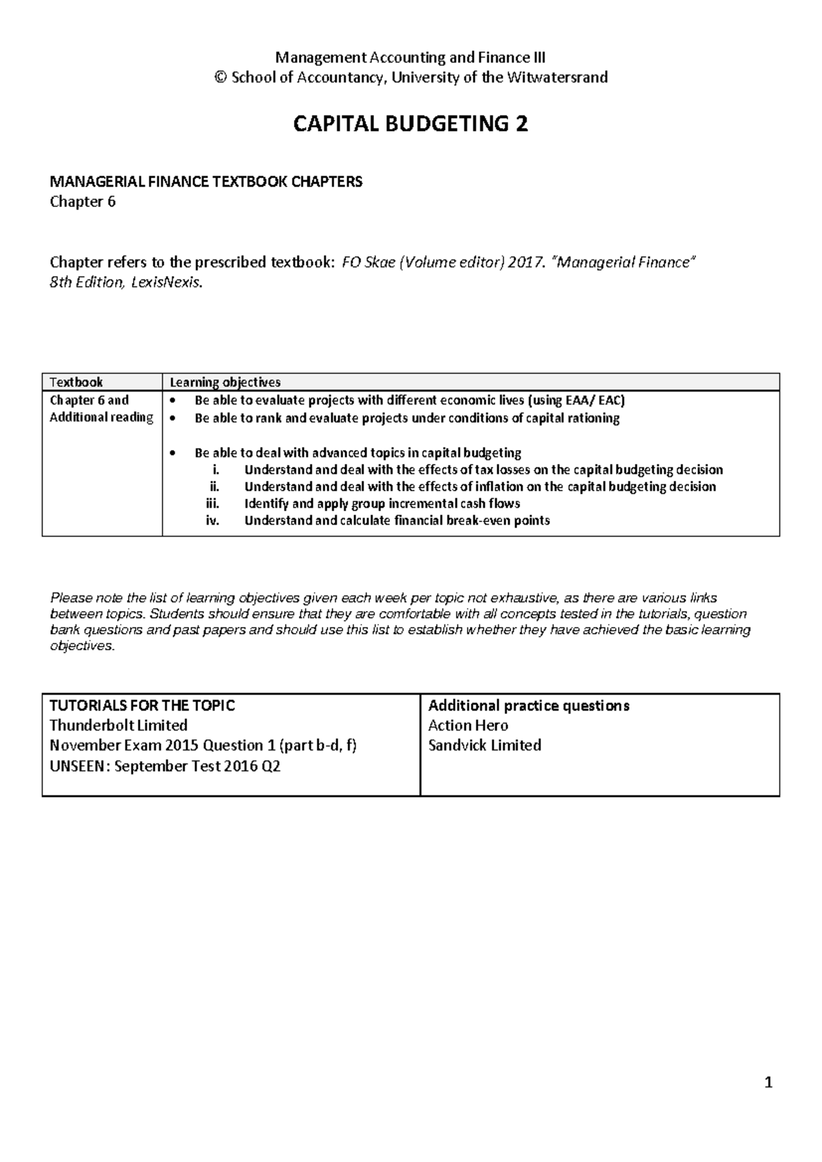 Capital Budgeting Notes 2 - Managerial Finance (2020) - Studocu