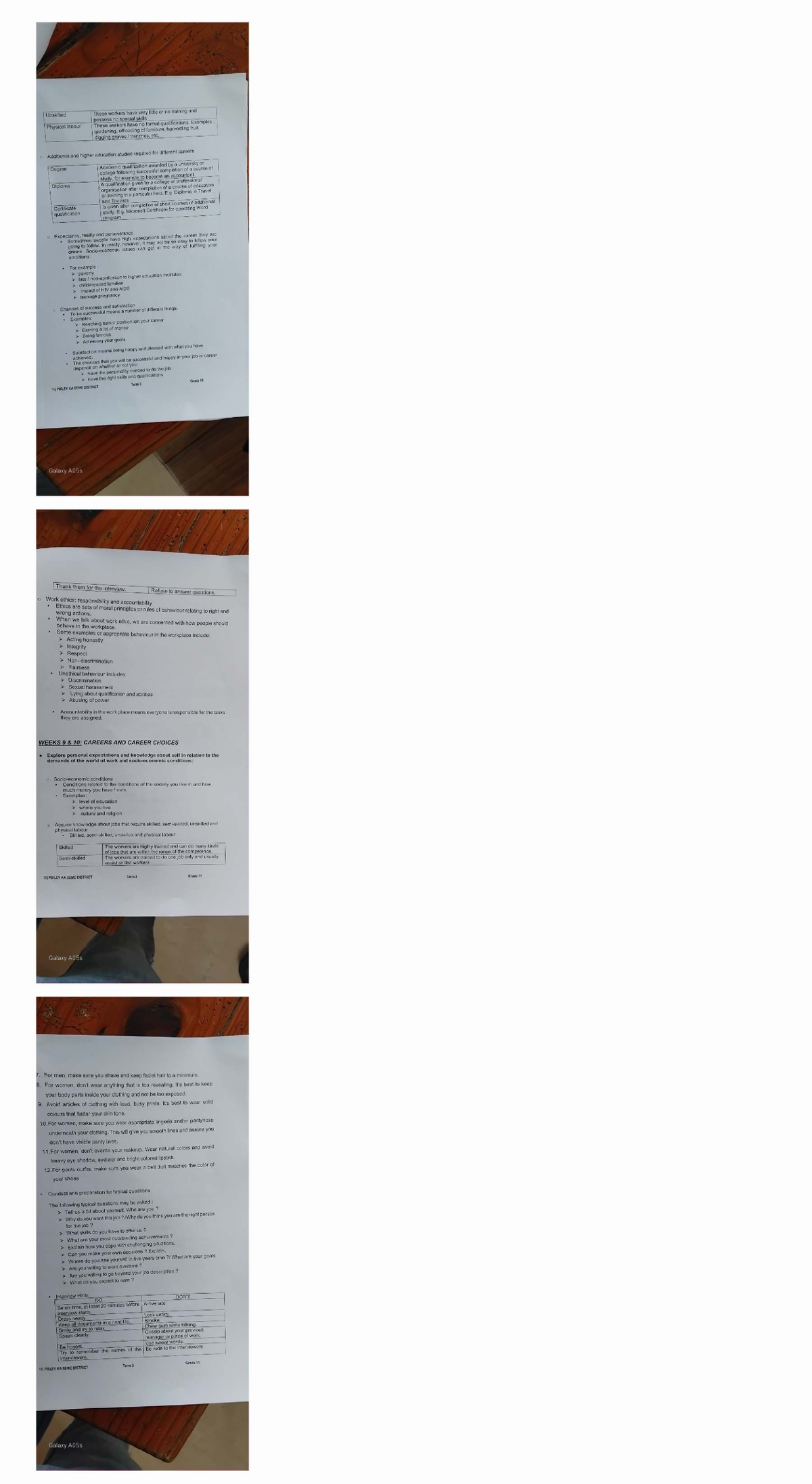 Grade 11 Life Orientation Term 3: Careers, Ethics, and Interview Skills ...