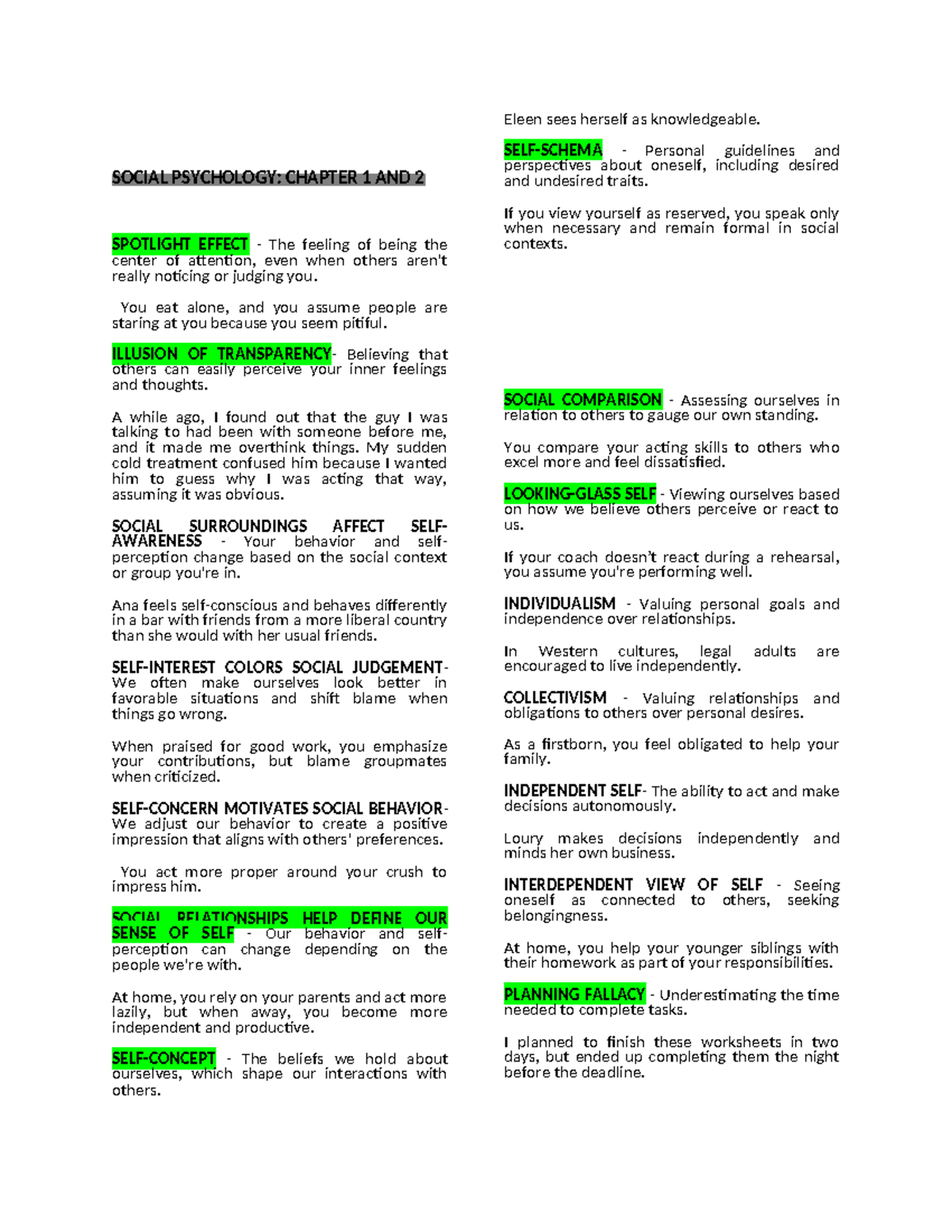 Social Psychology: Chapter 1-4 Key Concepts and Theories Review - Studocu