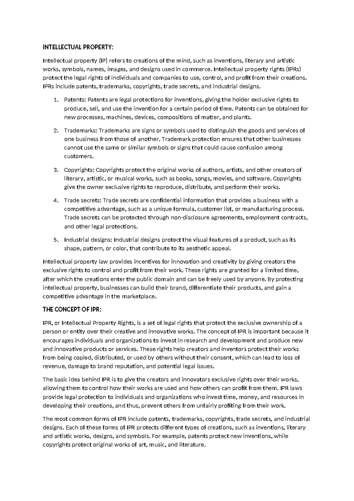 Unit 4 IPR: Understanding Intellectual Property Rights and Their ...