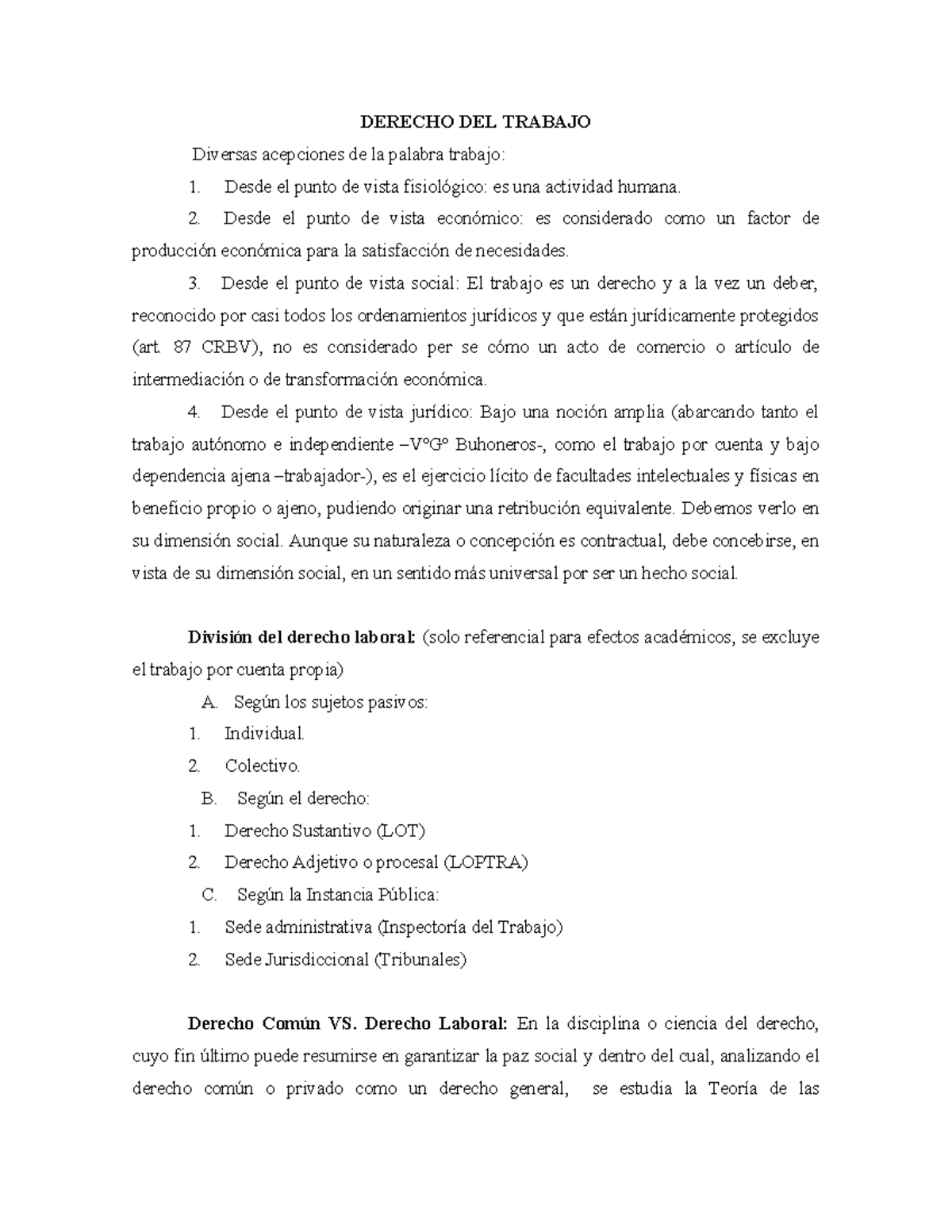 DERECHO DEL TRABAJO: Conceptos y Principios Fundamentales - Studocu