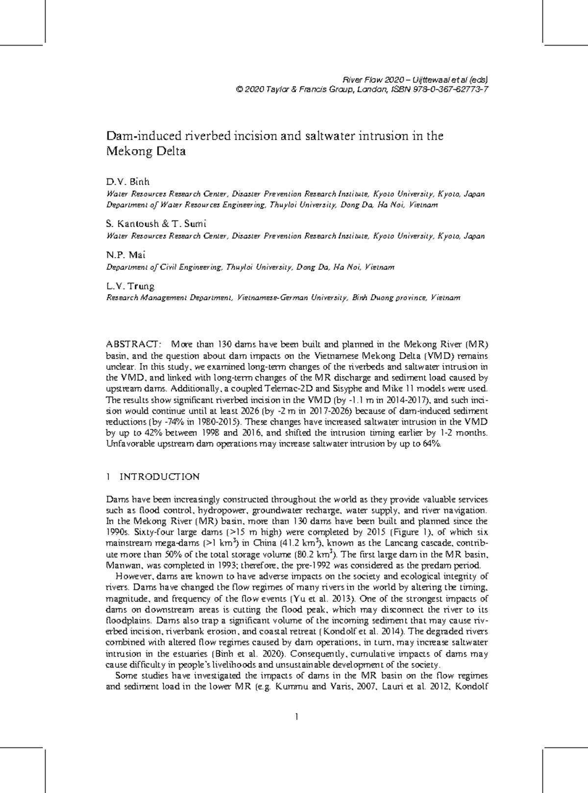 2020-Dam Impacts on Riverbed Incision & Saltwater Intrusion in MK - Studocu