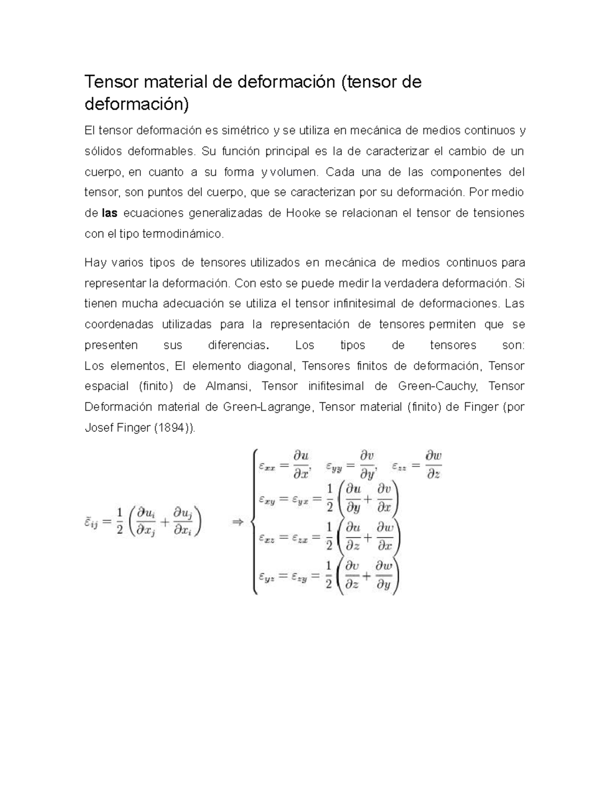 Notas sobre el Tensor de Deformación en Mecánica de Medios Continuos ...