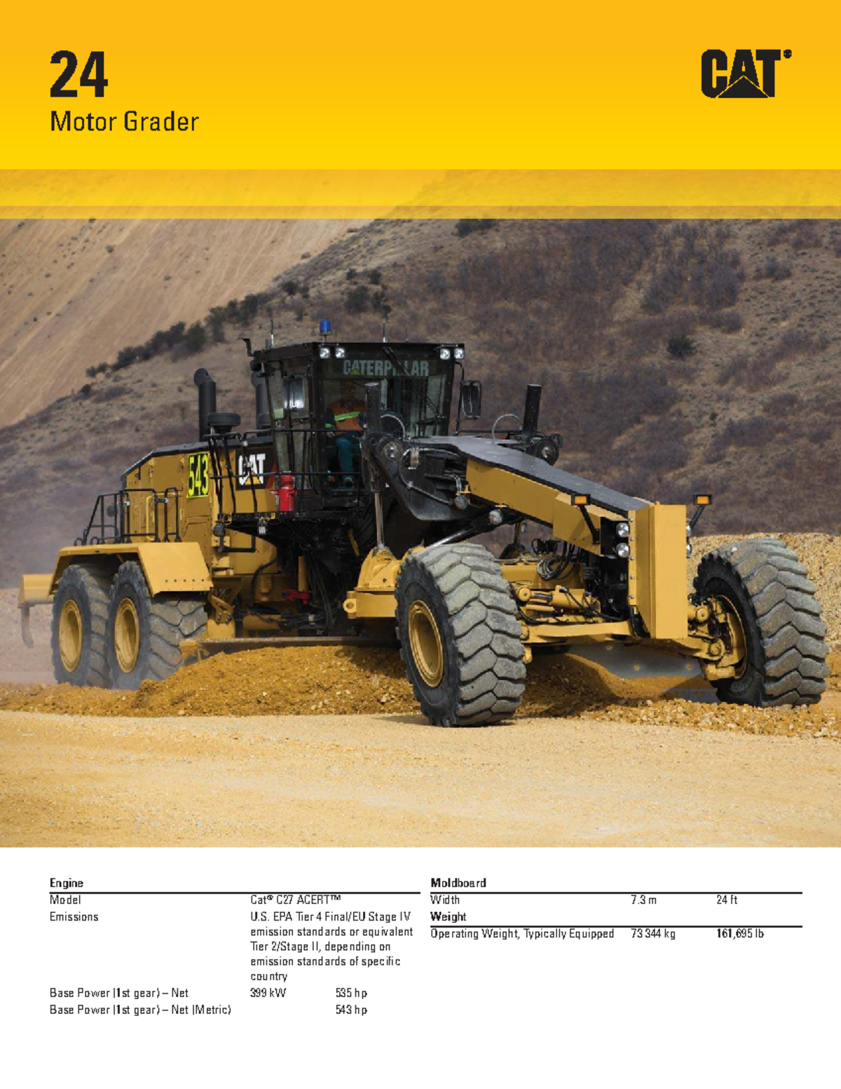 Cat 24M Motor Grader Specifications and Features Overview - Studocu