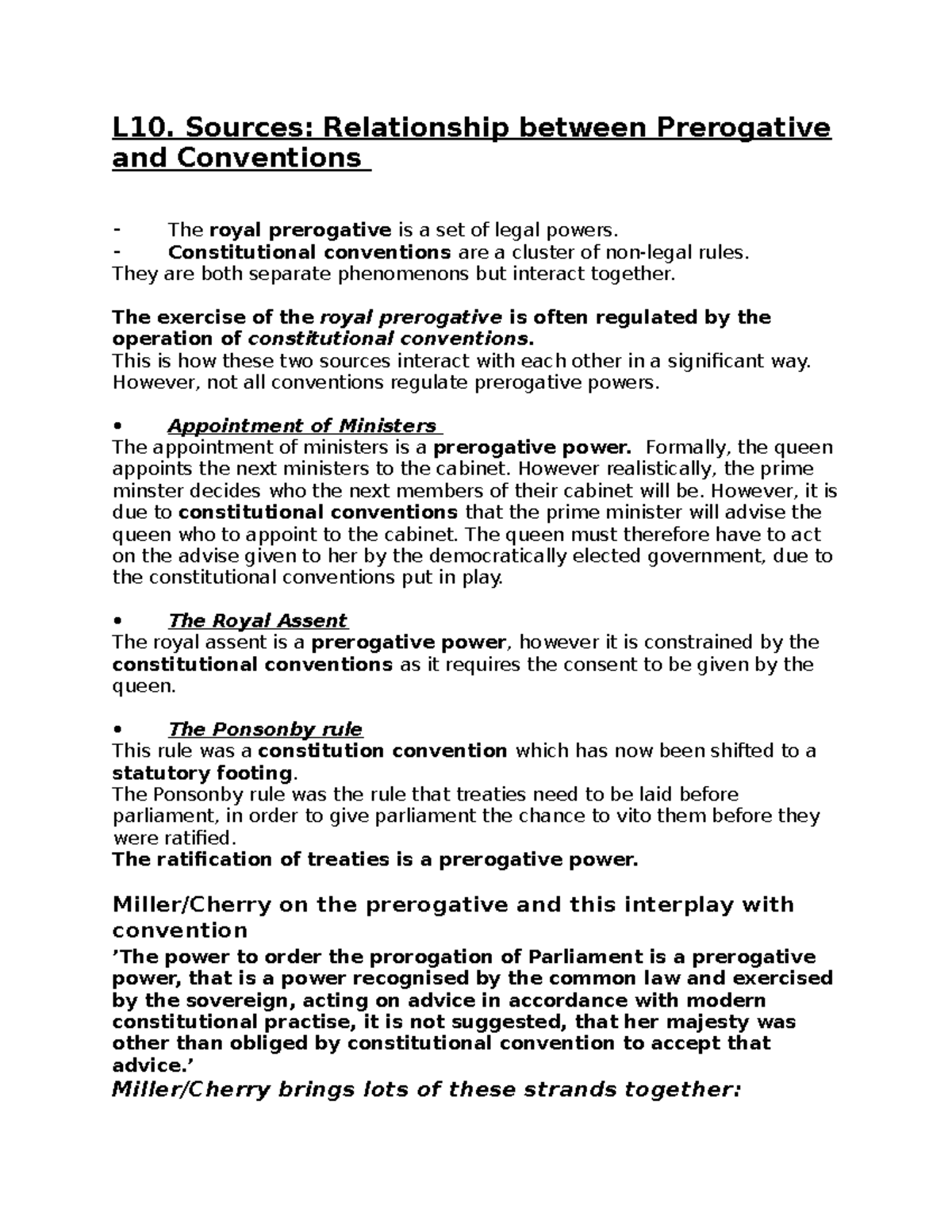 Constitutional Conventions And Prerogative Powers