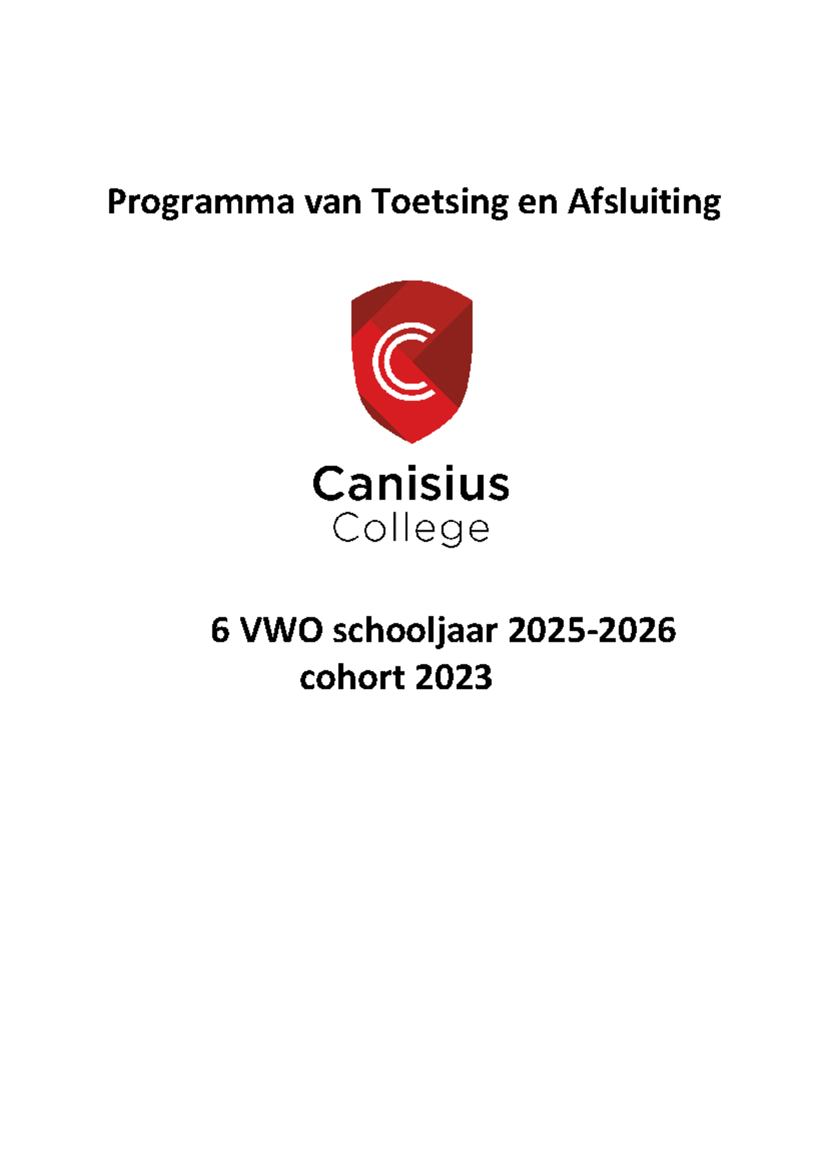 Programma van Toetsing en Afsluiting 6 VWO Cohort 2023 - Studeersnel