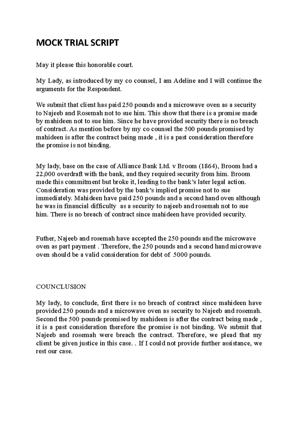 5 6271325097441626143 - MOCK TRIAL SCRIPT May it please this honorable ...