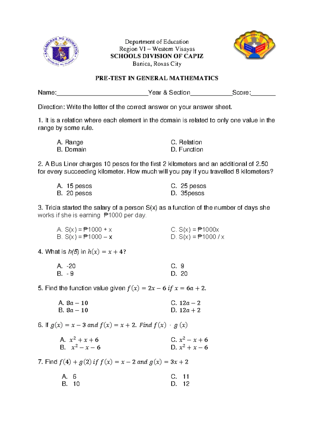 Grade 1-12 Daily Lesson Log: Exponential Functions & Equations (Genmath ...