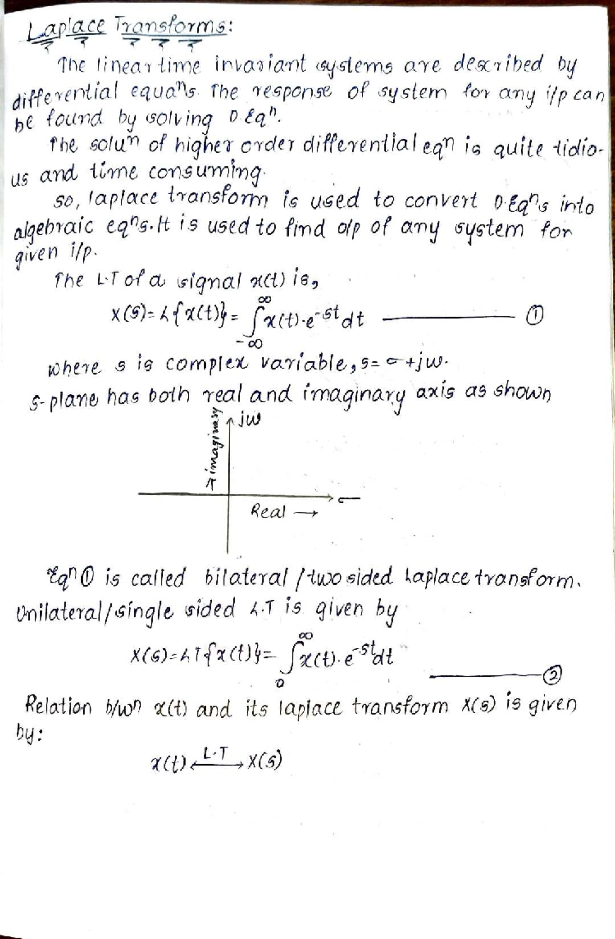 Laplace Transforms: Key Concepts and Properties - NOTES - Studocu